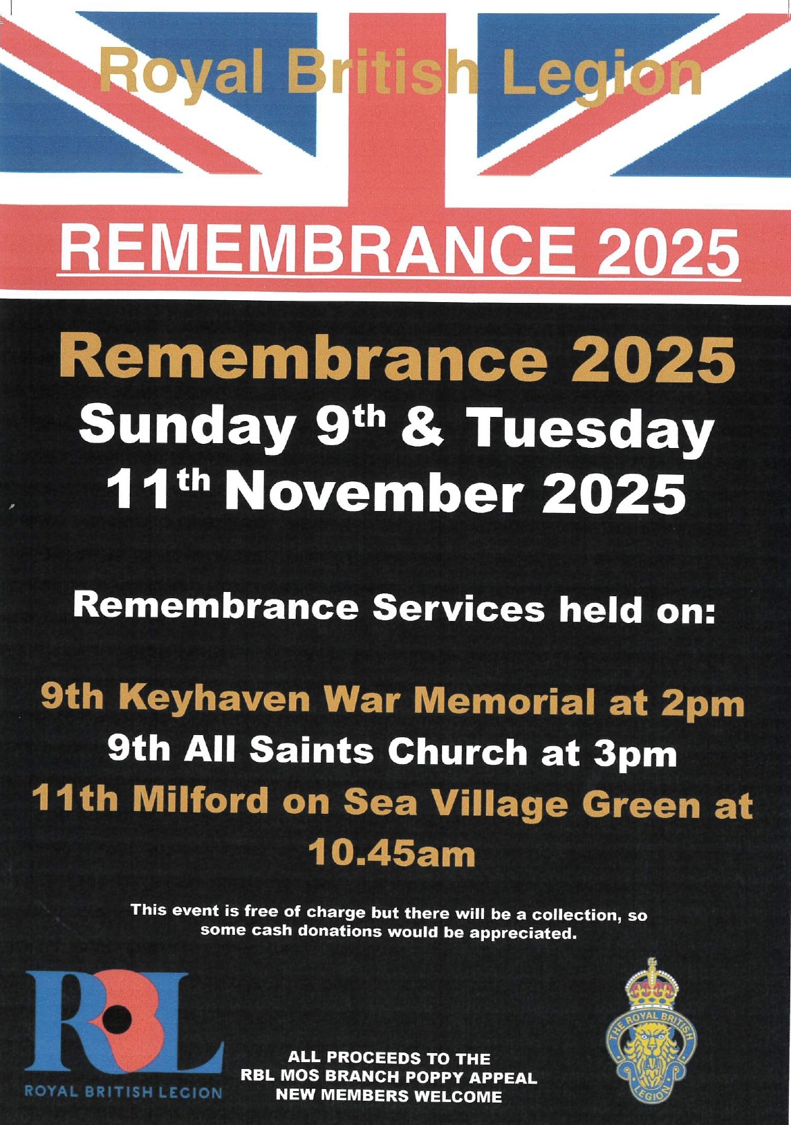Remembrance 2025 – Please find all the details of the Milford-on-Sea ...